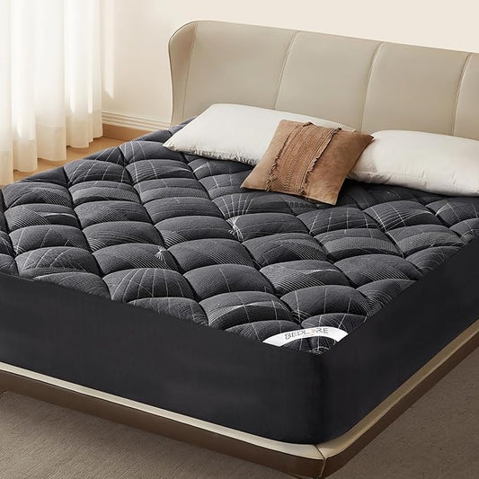 BEDLORE King Mattress Topper, Viscose Made from Bamboo Soft Pillow Top Mattress Pad, Thick Mattress Cover for Back Pain Relief with 6-18 inches Deep Pocket