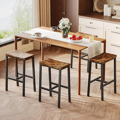 Homeiju Bar Stools, Counter Height Bar Stools Set of 2, 23.6 Inch Saddle Stools with Footrests, Industrial Kitchen Counter Seat for Dining Room, Kitchen, Counter, Rustic Brown