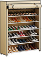 Calmootey 7 Tier Shoe Rack Organizer to Hold 35 Pairs, Portable Shoe Shelf with Nonwoven Fabric Cover for Closet Hallway, Bedroom, Entryway, Beige
