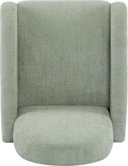Christopher Knight Home Sidney Boucle Fabric Upholstered 360° Swivel Chair, Push-Back Recliner, Solid Wood Glider Recliner with Rotation, Living Room Lounge Chair, Adjustable Backrest, Greyish Green