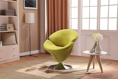 Manhattan Comfort Tulip Swivel Accent Chair with 360° Turn, Modern Flower Inspired Design, Soft Velvet Upholstery, Polished Chrome Base, No Assembly Required, 300 Lbs Capacity, Green