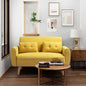 Shintenchi 47" Small Modern Loveseat Couch Sofa, Fabric Upholstered 2-Seat Sofa, Love Seat Furniture with 2 Pillows, Wood Leg for Small Space, Living Room, Bedroom, Apartment, Yellow