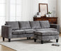 Ball & Cast 104.5" L Shaped Sectional Couch with Storage Ottoman, Chenille Upholstered 5 Seat Modular Sofa with Reversible Chaise for Living Room, Easy Assembly, Gray