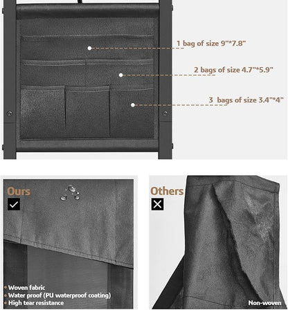 TUTOTAK C Shaped End Table with Charging Station, Side Table for Sofa, Couch Table with Storage Bag, TV Tray Table with 2 USB Ports and Outlets for Living Room, Bedroom TB01BG024