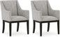 Signature Design by Ashley Burkhaus Traditional Dining Upholstered Arm Chair, 2 Count, Gray & Dark Brown