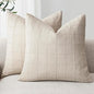 Foindtower Set of 2 Decorative Linen Check Throw Pillow Covers Neutral Farmhouse Vintage Cushion Covers Modern Boho Home Decor For Sofa Chair Couch Bedroom Living Room Outdoor,24×24 Inch,Natural Beige