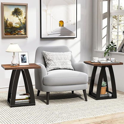 End Table, Side Table, Nightstand, Sofa Side Table with Shelf, Modern End Table for Living Room, Bedroom