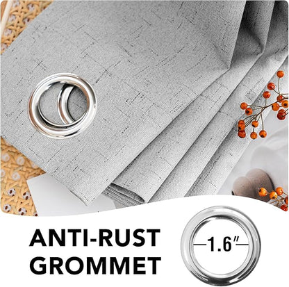 H.VERSAILTEX 100% Blackout Curtains for Bedroom Thermal Insulated Linen Textured Curtains Heat and Full Light Blocking Drapes Living Room Curtains 2 Panel Sets, 42x45 Inch, Glacier Gray