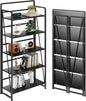 BHG No Assembly Folding Bookshelf for Living Room,Collapsible Book Shelf for Home Office, Portable Bookcase Storage Organizer Rack Shelves