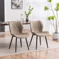 YOUNIKE Dining Chairs Set of 2, Upholstered Leather Kitchen Dining Room Chairs, Modern Living Room Chairs with Wide Curved Back and Metal Legs, Khaki Taupe