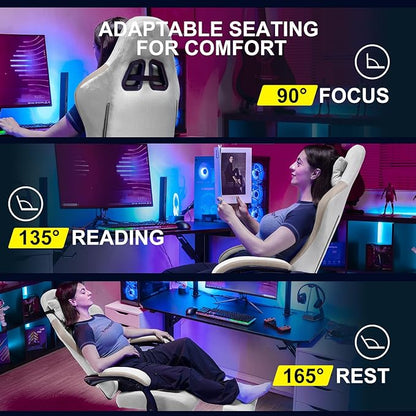 GTPLAYER Gaming Chair, Computer Office Chair with Pocket Spring Cushion, Linkage Armrests and Footrest, High Back Ergonomic Computer Chair with Lumbar Support Task Chair with Footrest