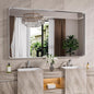 Brushed Nickel Bathroom Mirror 60x30 Inch, Brushed Silver Metal Frame Mirror Wall Mounted, Rounded Rectangle Bathroom Vanity Mirror, Tempered Glass, Anti-Rust, Horizontal/Vertical