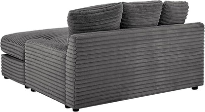 64" Oversized Chaise Daybed Lounge Sleeper Sofa Extra Wide Cloud Sofa&Couch, Luxury Plush Corduroy Upholstered Loveseat Couch Deep Seat Living Room Queen Size Sofabed W/5 Pillows for Home/Apartment