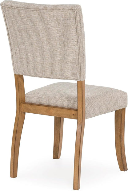Signature Design by Ashley Rybergston Casual Stain Resistant Upholstered Solid Wood Dining Chair, Set of 2, Beige & Light Brown