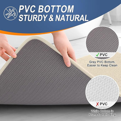 OLANLY Thick Memory Foam Bath Mat Rug 24x16, Extra Soft Absorbent Bathroom Rug, Quick Dry Bath Mats, Non-Slip, Machine Washable Carpet for Bathroom, Tub and Shower, Home Decor Accessories, Sand