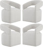 Upholstered Dining Chairs with Casters Modern Barrel Side Armchair with Rollers for Diningroom Bedroom Livingroom Reading Room, Linen, 4PCS