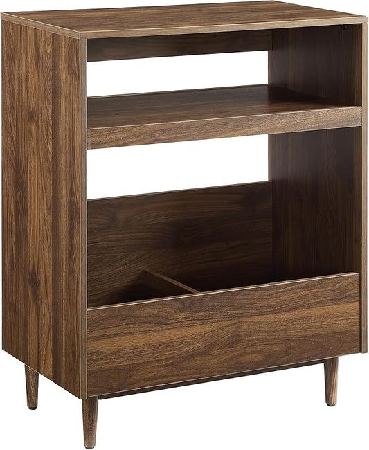 Crosley Furniture Liam Turntable Record Player Stand with Storage for Vinyl Records, Mid Century Modern, Walnut