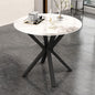 Round Marble Dining Table for 2-4 with Metal Legs, 31.5 Inch Modern Small Sintered Stone Kitchen Table for Kitchen Dining Room (White)