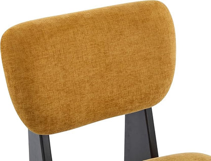 Christopher Knight Home Mores Low Profile Accent Chair Set of 2, Modern Living Room Armless Lounge Chair, Fabric Comfy Reading Chair for Bedroom, Wooden Frame and Thick Padded Seat, Black+Tumeric