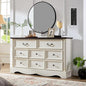 Farmhouse 8 Drawers Dresser for Bedroom with Charging Station, 54" Wide Wood Country Rustic Storage Dressers Organizer, Vintage Design Chest of Drawers TV Stand, Antique White