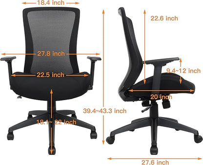 400lbs Big and Tall Office Chair, Mesh Office Desk Chair with Lumbar Support, Comfy Executive Swivel Computer Chair with Adjustable Height,2D Armrests and Tilt Lock