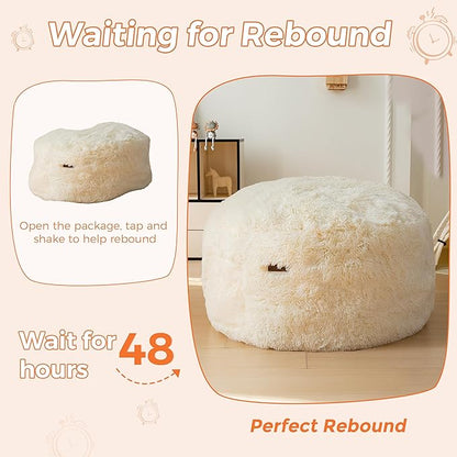 MAXYOYO Kids Bean Bag Chair, Stuffed Faux Fur Bean Bag for Toddler, Ultra Soft Floor Sofa with High-Density Foam Filling, Lazy Chair for Living Room, Playroom, Nursery Room