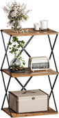 3-Tier End Table Small Side Table Tall Bedside Night Stand with Storage Sofa Side desks for Living Room Bedroom Office Bathroom Small Space Rustic Brown ET-03RB