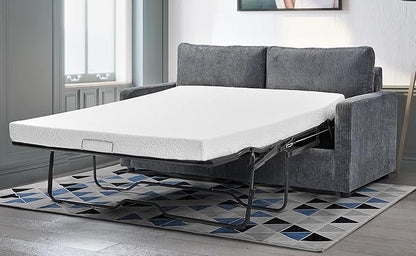 Reversible Sleeper Sofa Bed with Comfortable Memory Foam Mattress, Convertible Corduroy Full Size Pull Out Couch for Living Room, Space Saving Furniture, 70" Wide, Rectangular Arms, Grey