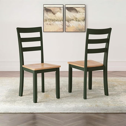 Signature Design by Ashley Gesthaven Modern Indoor Armless Dining Chair, Set of 2, Green & Light Brown