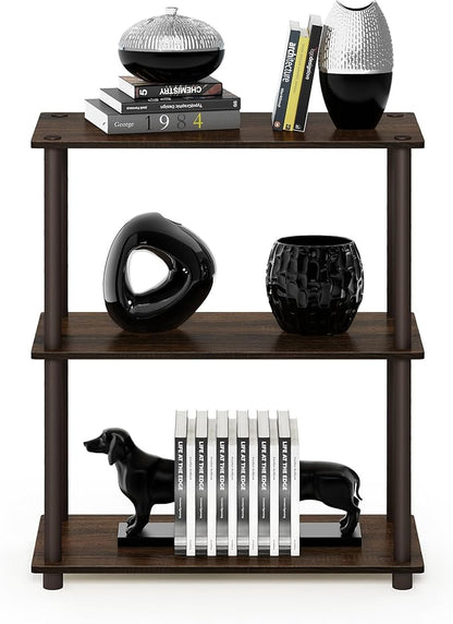 Furinno Turn-N-Tube 3-Tier Compact Multipurpose Shelf Display Rack, Walnut/Brown