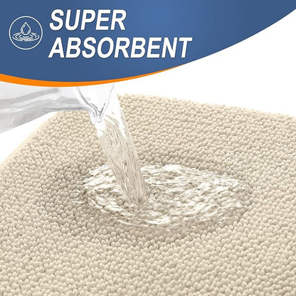 OLANLY Thick Memory Foam Bath Mat Rug 44x24, Extra Soft Absorbent Bathroom Rug, Quick Dry Bath Mats, Non-Slip, Machine Washable Carpet for Bathroom, Tub and Shower, Home Decor Accessories, Sand