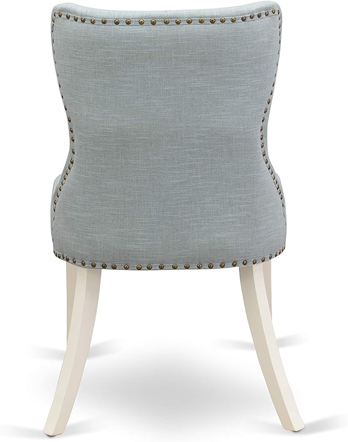 East West Furniture X027SI215-5 5 Piece Dining Room Table Set Includes a Rectangle Dining Table with X-Legs and 4 Baby Blue Linen Fabric Upholstered Parson Chairs, 40x72 Inch, Multi-Color