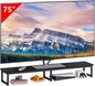 Clikuutory 59" Large TV Riser for 32-75 inch TVs, Tabletop Stand with Steel Legs, Storage & Dual - Screen Office Desk Function, Ideal for Home Office, Bedroom, Living Room, Black