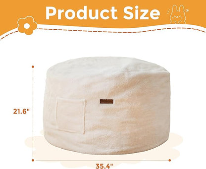 MAXYOYO Kids Bean Bag Chair, Stuffed Faux Fur Bean Bag for Toddler, Ultra Soft Floor Sofa with High-Density Foam Filling, Lazy Chair for Living Room, Playroom, Nursery Room