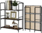 Crofy No Assembly Folding Bookshelf for Living Room, 3 Tier Black Collapsible Book Shelf for Home Office, Portable Bookcase Storage Organizer