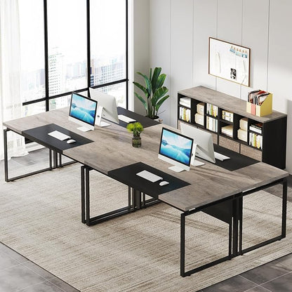 Tribesigns 2-Drawer Wood File Cabinet, Mobile Lateral Filing Cabinet for Hanging Letter Size Files, Printer Stand with Open Storage Shelves for Home Office (Gray & Black)