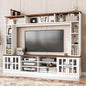 95.5" Entertainment Wall Unit Set with Bookshelves, Modern TV Stand for Televisions Up to 80", Large Media Console with Cabinets and Tempered Glass Doors for Living Room