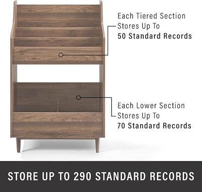 Crosley Furniture Liam 3-Piece Turntable Record Player Stand And Vinyl Storage, Mid Century Modern, Walnut