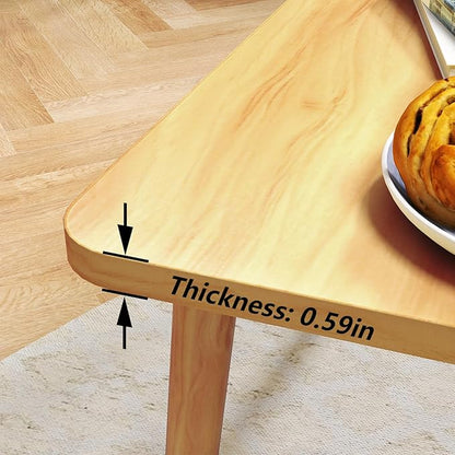 Square Coffee Table Low Table with 4 Solid Wood Sturdy Legs, Floor Table Desk for Sitting on The Floor, Storage and Living Room Furniture (Natural)