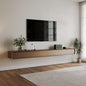 POVISON Fully-Assembled Minimalist Floating TV Stand, Modern Wall-Mounted Entertainment Center with 4 Flip-Down Cabinet Doors, Solid Wood Media Console, 110.24"