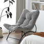 Welnow Accent Lounge Lazy Chair, Comfy Soft Leisure Metal Frame Reading Chair, Upholstered Thick Cushion Seated Recliner Sofa for Living Room, Bedroom, Dorm, Light Grey