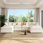 134.4 Inch U-Shaped Oversized Upholstered Sectional Sofa with Removable Ottomans, Large 6 Seater Modular Combination Corner Couch for Living Room, Office, Spacious Space, Beige