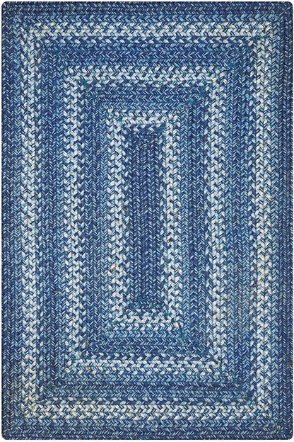 Homespice Denim Blue Jute Braided Rug 5x8' for Living Room, Bedroom Rug and Dining Room. Pet Friendly. Decor Styles- Farmhouse Rug, Rustic, Vintage, Cottage, Primitive, Country, Boho Rug