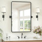 Keonjinn 24 x 36 Inch Pivot Mirror Bathroom, Black Tilt Mirror Bathroom for Wall, Matte Black Beveled Pivot Rectangle Mirrors for Over Sink, Farmhouse Metal Framed Vanity Mirrors, Horizontal/Vertical