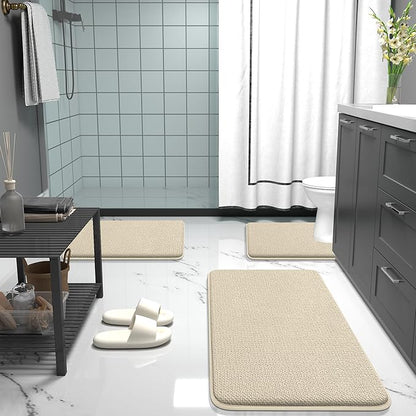 OLANLY Thick Memory Foam Bath Mat Rug 36x24, Extra Soft Absorbent Bathroom Rug, Quick Dry Bath Mats, Non-Slip, Machine Washable Carpet for Bathroom, Tub and Shower, Home Decor Accessories, Sand