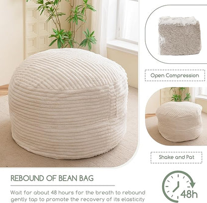 Giant Bean Bag Chair Bed for Adults, Convertible Beanbag Folds from Lazy Chair to Floor Mattress Bed with Machine Washable Cover, Large Floor Sofa Couch with High-Density Foam Filling