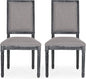 Christopher Knight Home Regina French Country Dining Chairs Set of 2, Wooden Dining Room Chair, High Back Kitchen Side Chair, Fabric Upholstered Armless Extra Seat, Gray