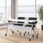 Bush Business Furniture Folding Training Table Set for 2, 60 inch, 2 Mesh Back Folding Chairs, Commercial-Grade Bundle for Office or Classroom, Envision Collection, White