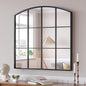 Window Pane Black Mirror, 36" x 36" Farmhouse Arched Wall Mirror, Large Arch Grid Mirror for Living Room Bedroom Farmhouse Fireplace Hallway Entryway