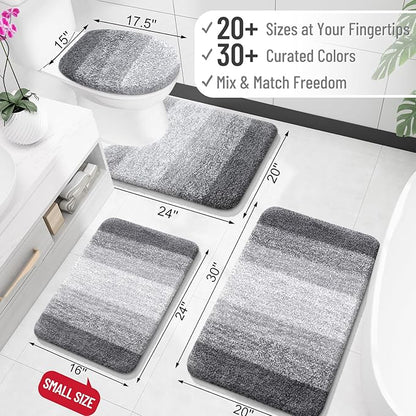 OLANLY Bathroom Rug Mat 59x24, Extra Soft and Absorbent Microfiber Bath Rugs, Non-Slip Plush Shaggy Bath Carpet Runner, Machine Wash Dry, Bath Mats for Bathroom Floor, Tub and Shower, Grey